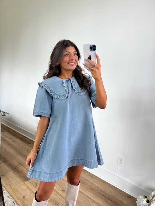 Denim Peter Pan Mini Dress