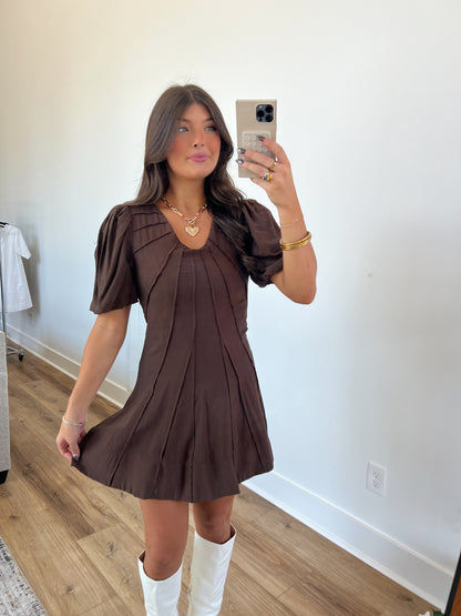 Brown Seams Holiday Dress