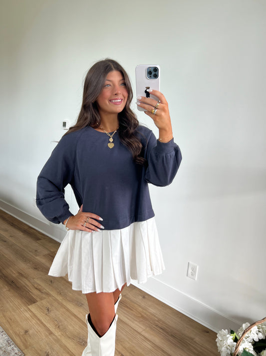 Navy Sweatshirt Dress