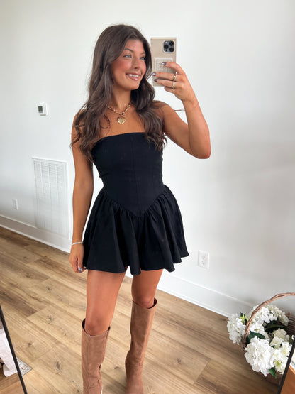 Black Drop Waist Romper