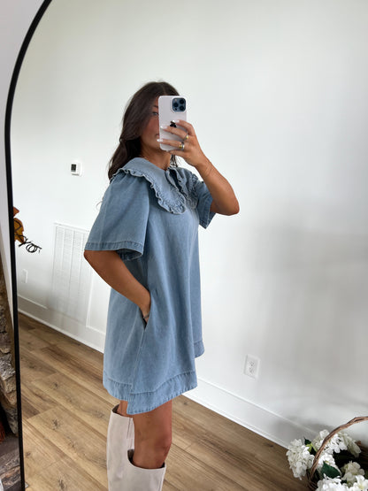 Denim Peter Pan Mini Dress