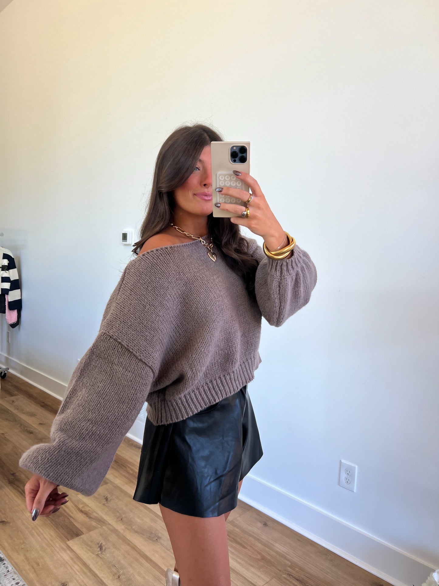 Merrick Mocha Wide Neck Sweater (PRE-ORDER/Restock)