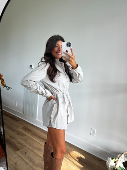 Silver Grey Mimosa Button Up Romper