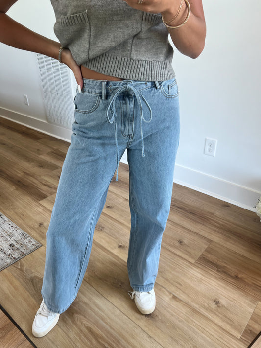 Waist Bow Detail Jeans