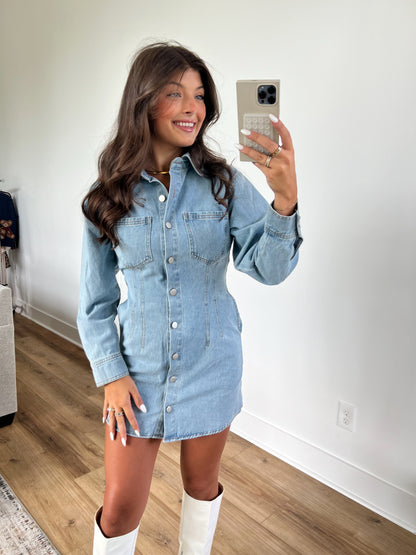 Front Button Denim Dress