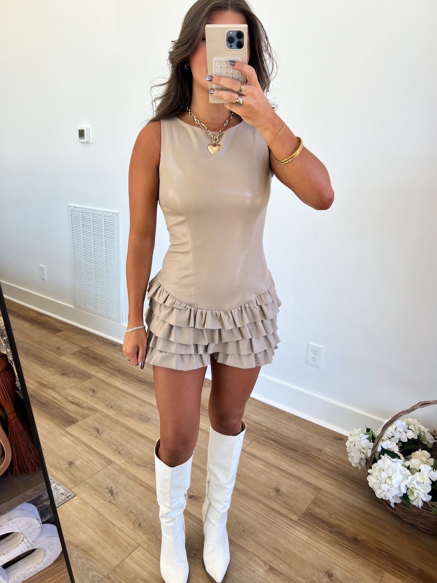 Remi Leather Ruffle Romper