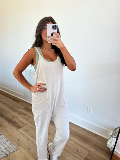 Cream Pocket Jumpsuit