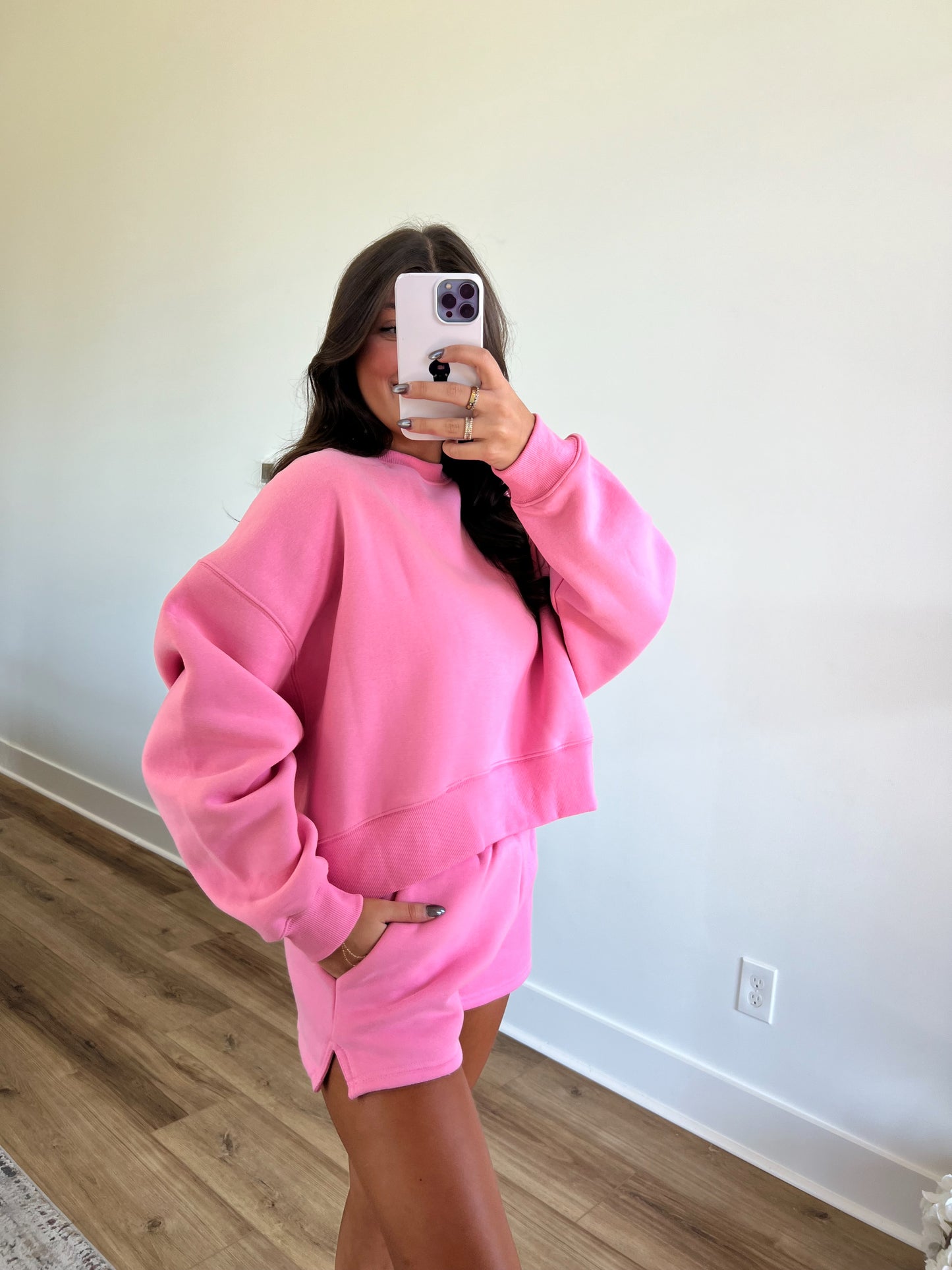 Candy Pink Sweatshort Set