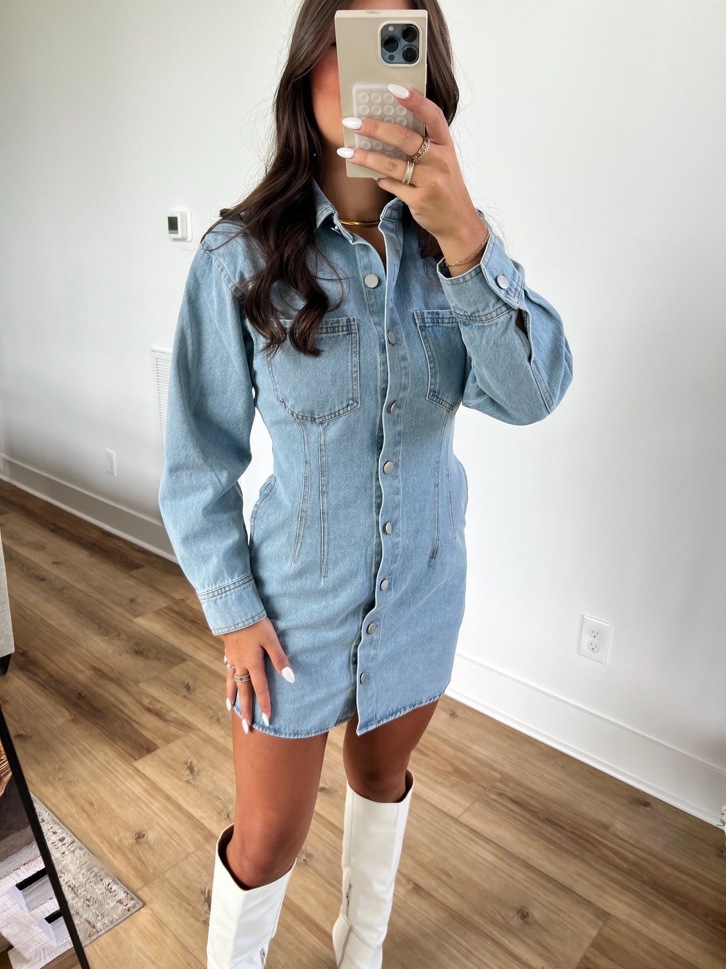 Front Button Denim Dress