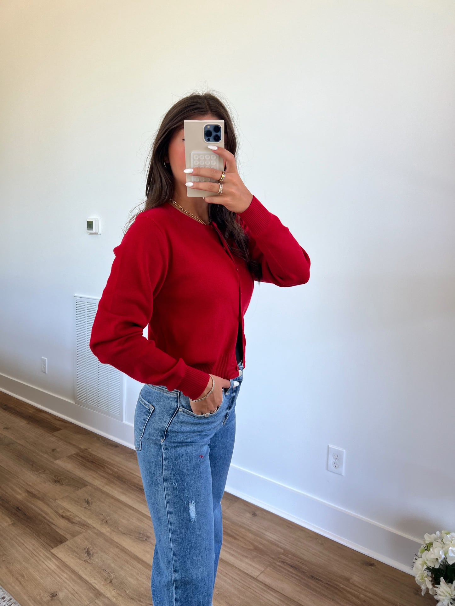 Red Sweater Cardigan