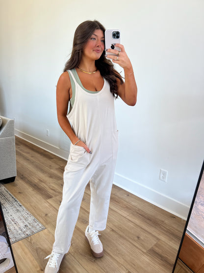 Cream Pocket Jumpsuit