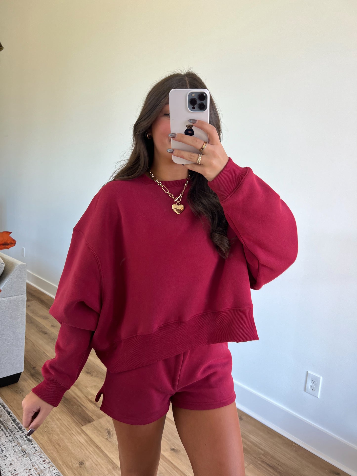 Maroon Sweatshort Set