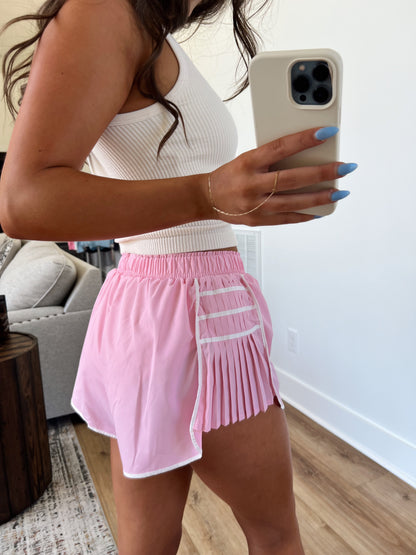 Pink Contrast Flutter Shorts