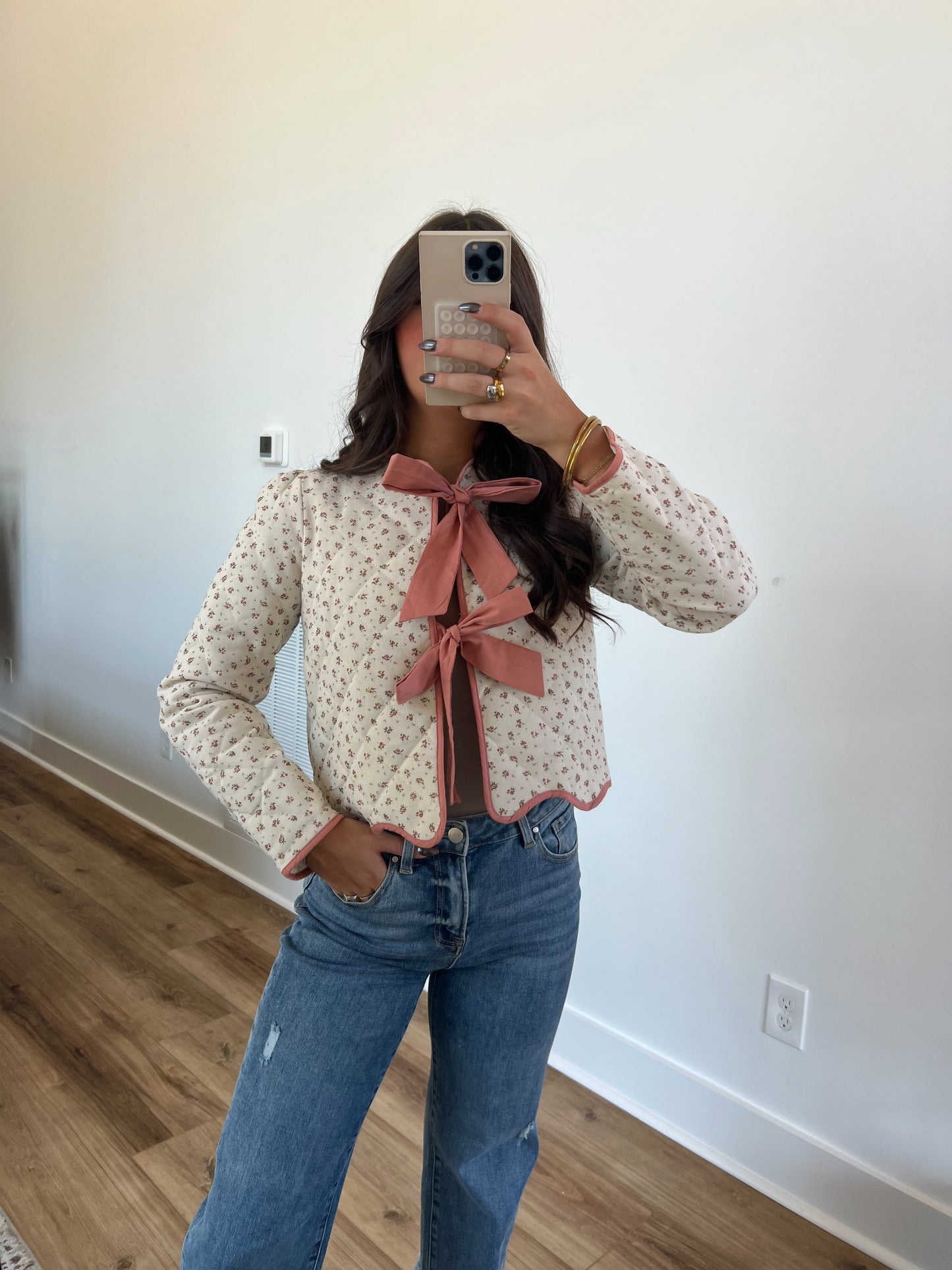 Floral Quilted Bow Jacket