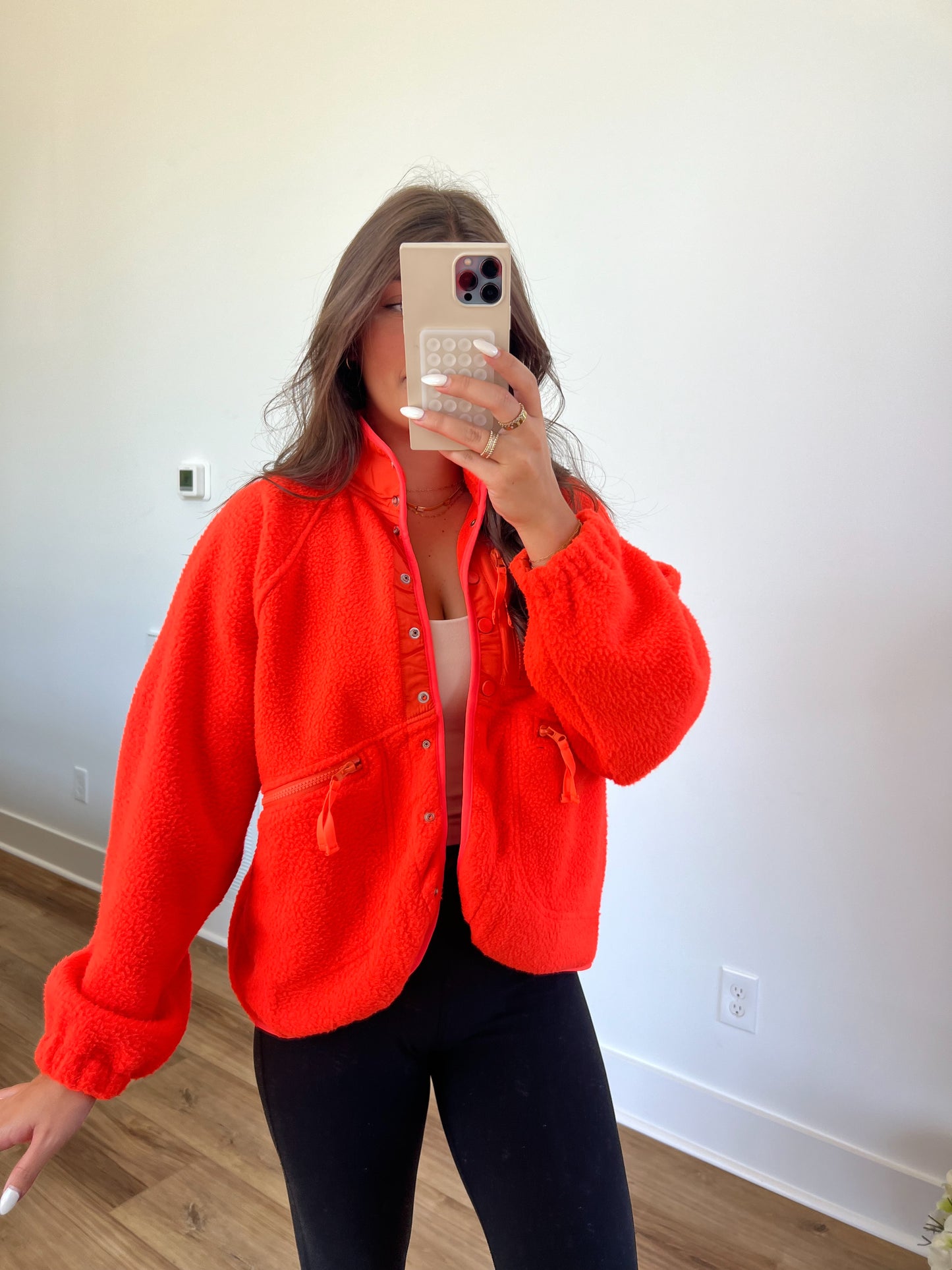 Orange Fleece Button Up Jacket (Restock)