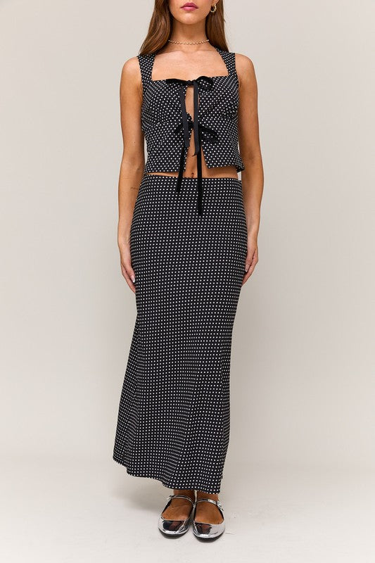 Polka-Dot Tie Top Skirt Set