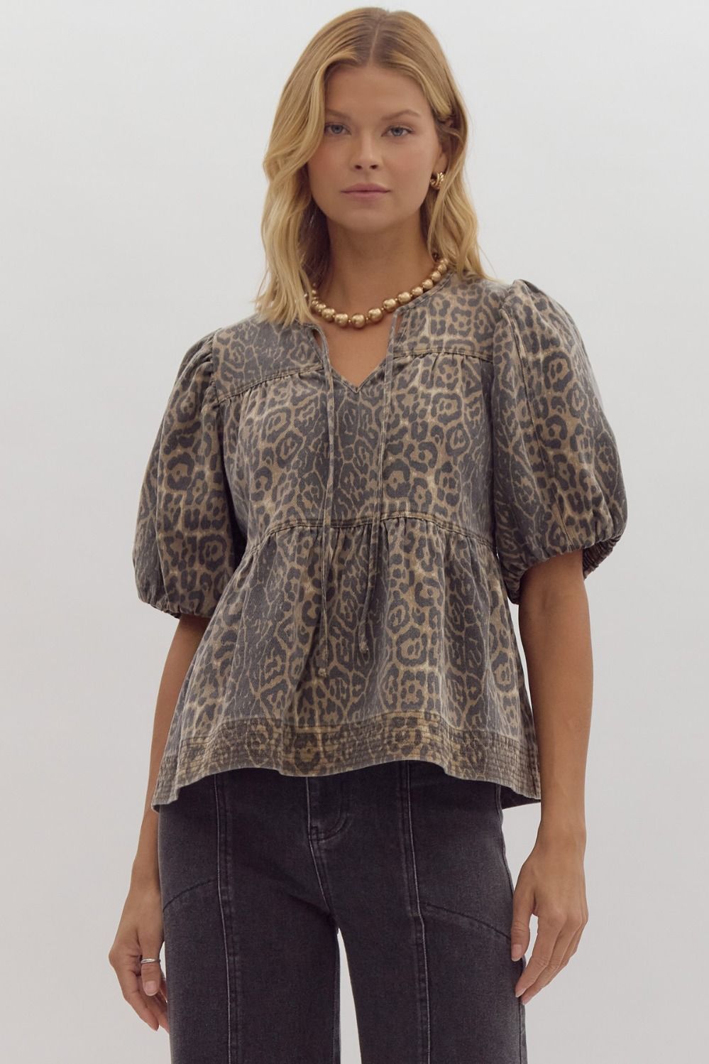 Cheetah Babydoll Blouse